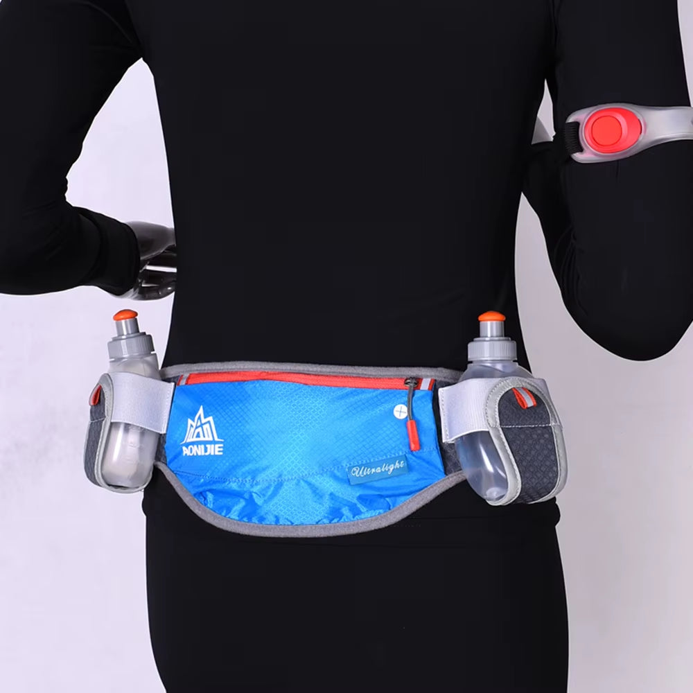 E882 Marathon Jogging Cycling Running Hydration Belt Waist Bag Pouch Fanny Pack Phone Holder with 170Ml Water Bottles